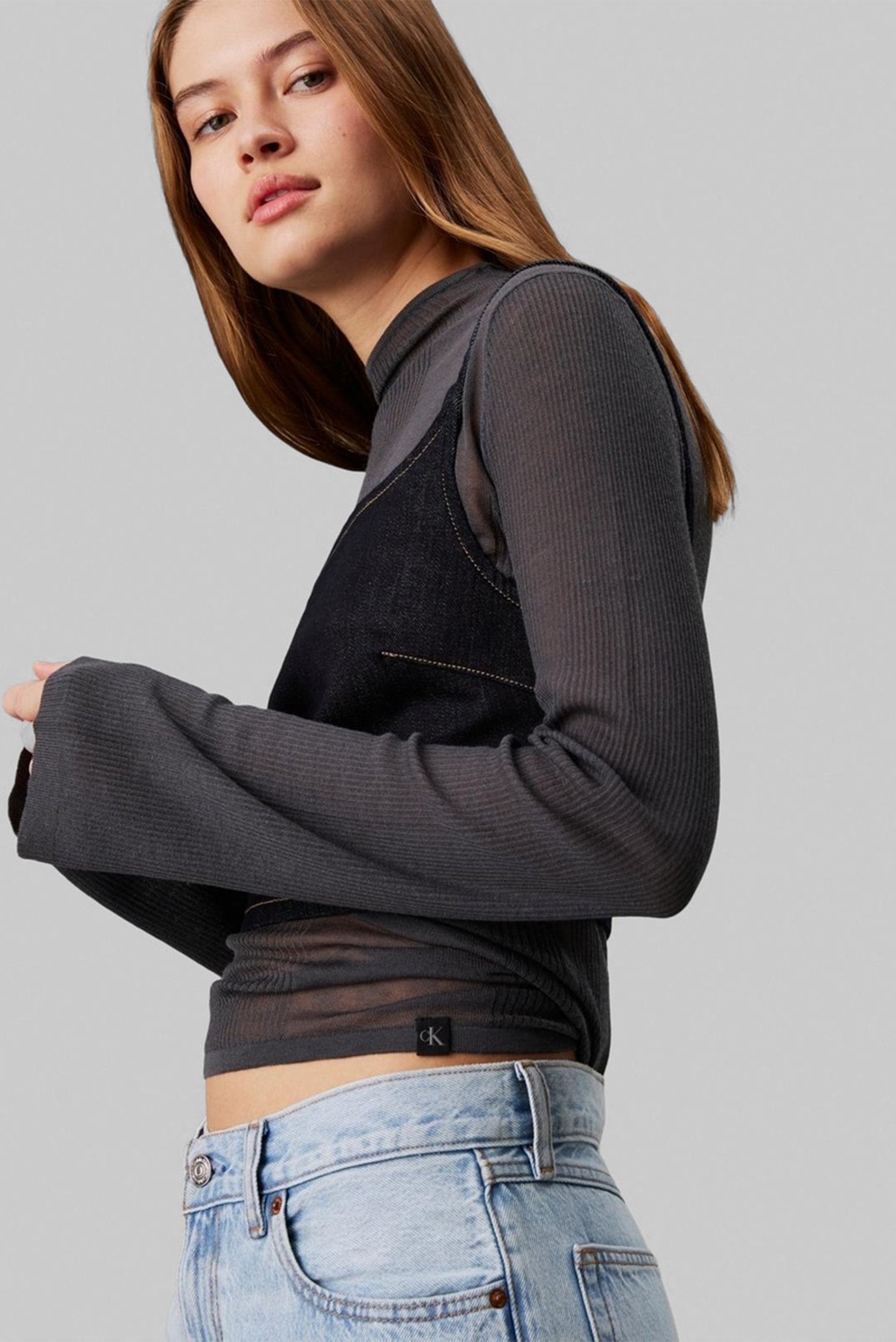 Sviter MIXED SHEER RIB LS SWEATER TOPCalvin Klein Jeans Sviter MIXED SHEER RIB LS SWEATER TOP 4