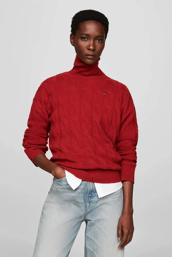 Гольф SOFT WOOL CABLE ROLL-NK LS SWT Tommy Hilfiger