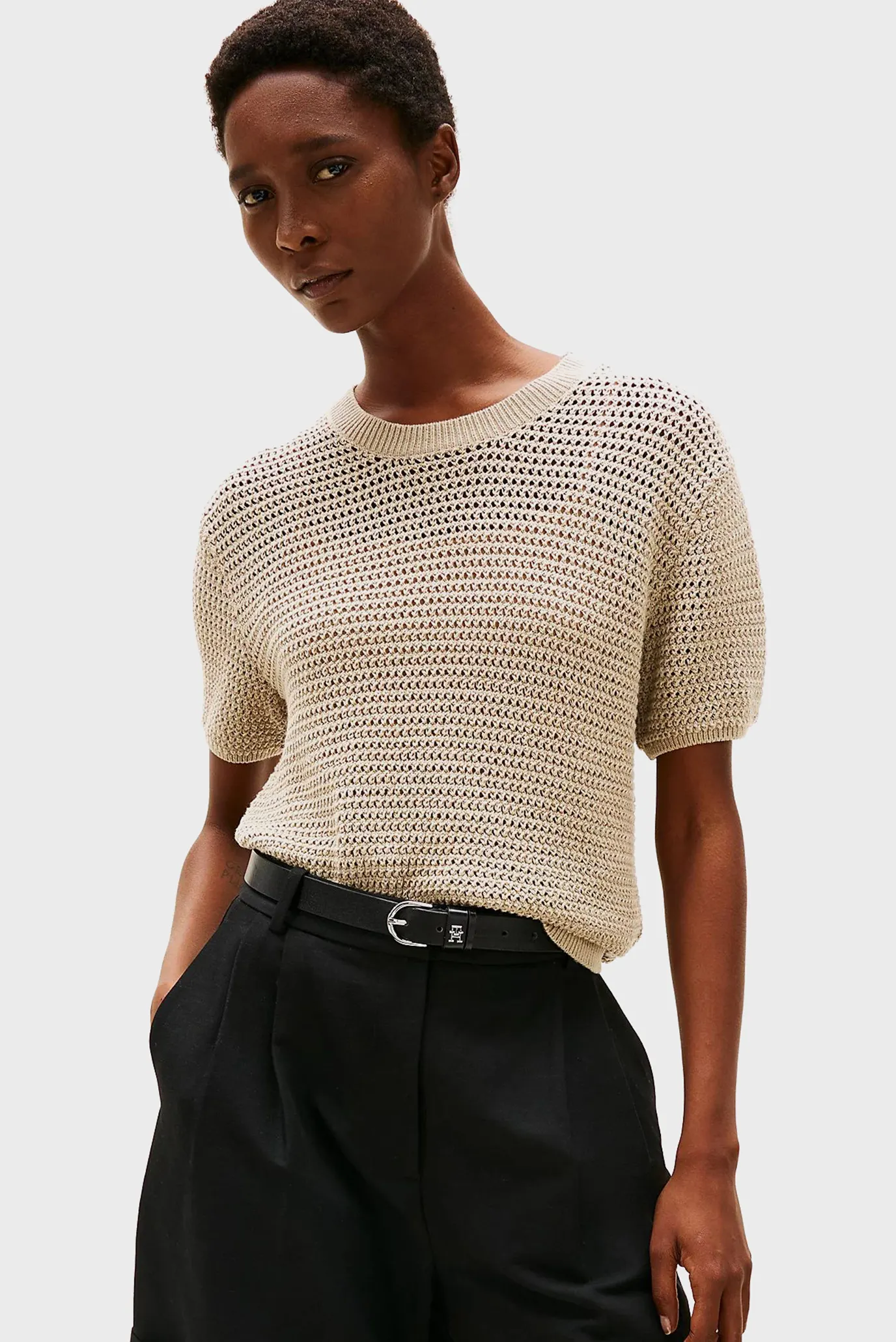 Sviter POINTELLE CROCHET SS C-NK SWT 1