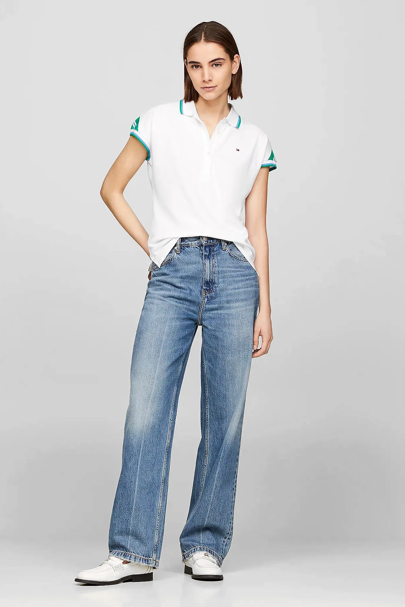 Polo REG STRIPE SLV POLO CAP SLEEVE 2