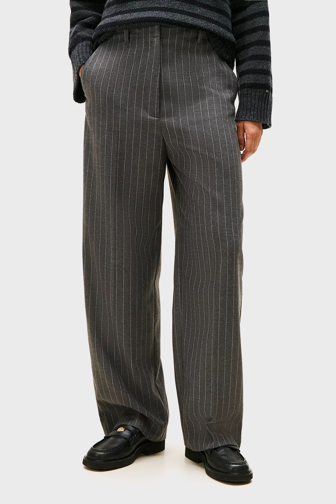 Ishton/PINSTRIPE LOOSE STRAIGHT PANT 1
