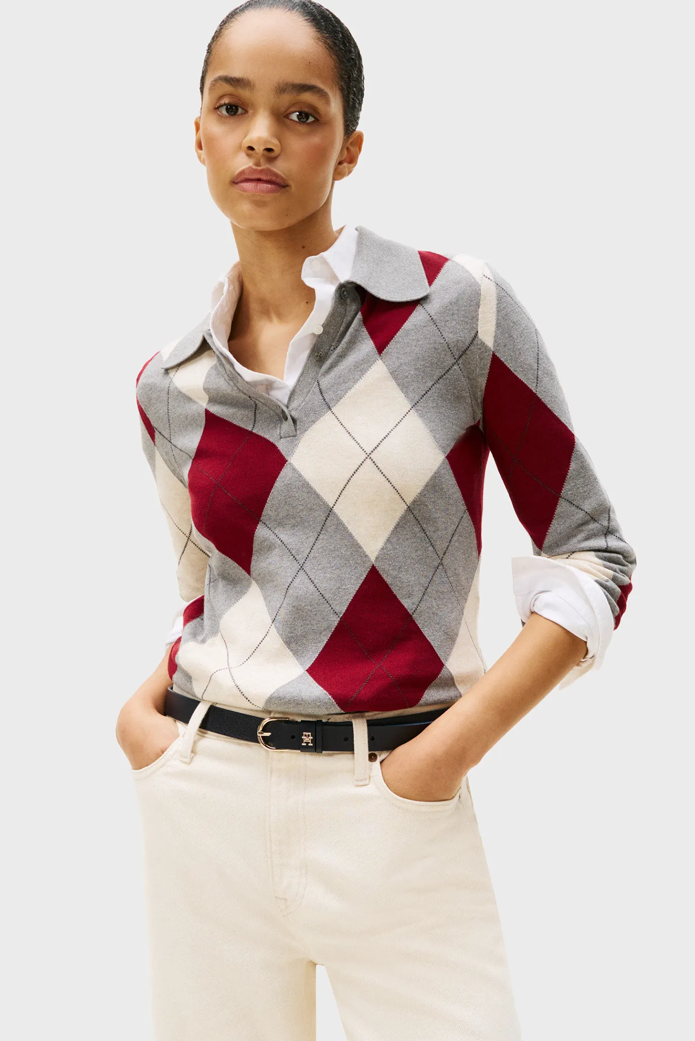 Sviter/CO ARGYLE POLO-NK SWEATER 1