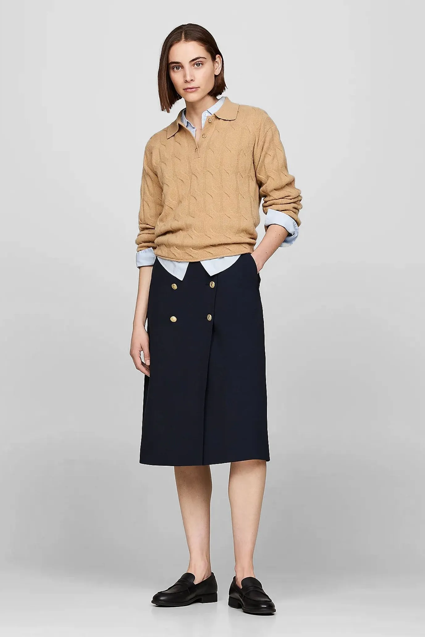 Юбка GOLD BUTTON TWILL MIDI SKIRT 2