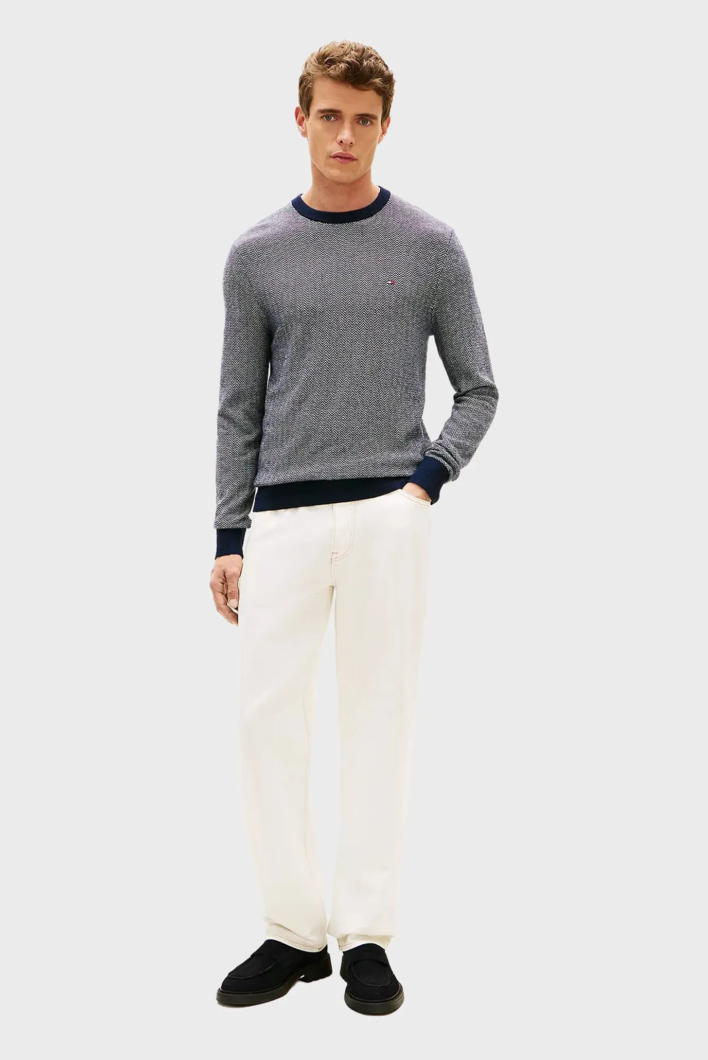 Sviter PIMA CTN CASH HERRINGBONE CREW 2