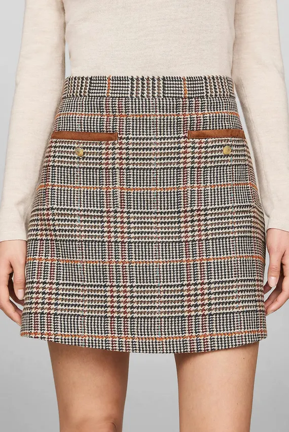 Юбка TWEED WOOL MIX CHECK MINI SKIRT Tommy Hilfiger