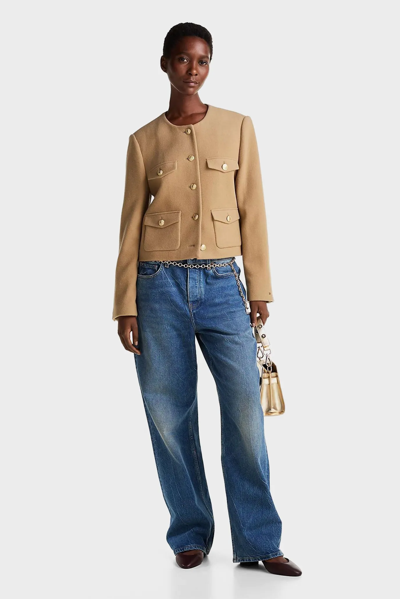 Куртка демисезонная/CROP WOOL GOLD BUTTON JACKET 2