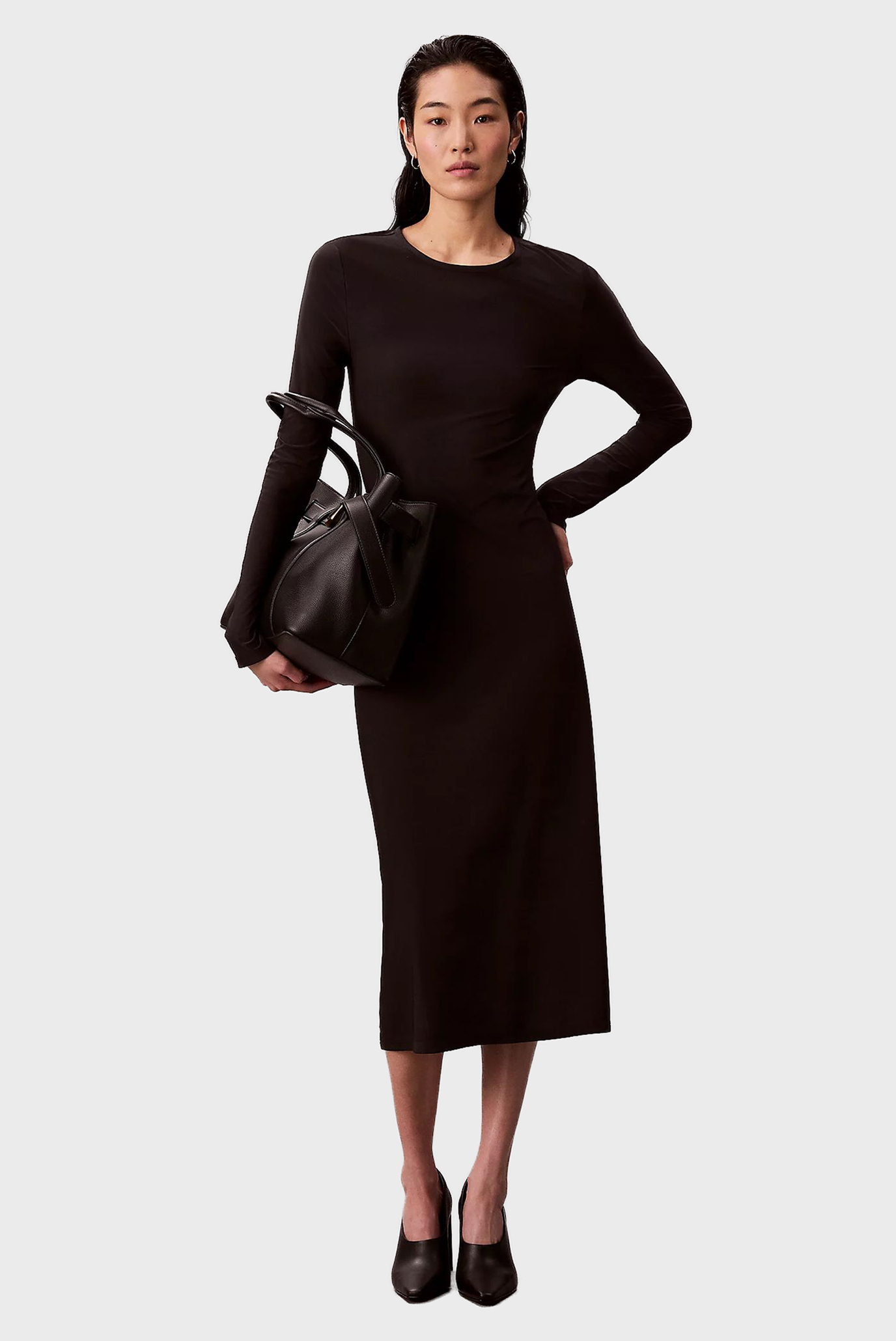 Koʻylak LS CREPE CUTOUT BACK MIDI DRESS 1
