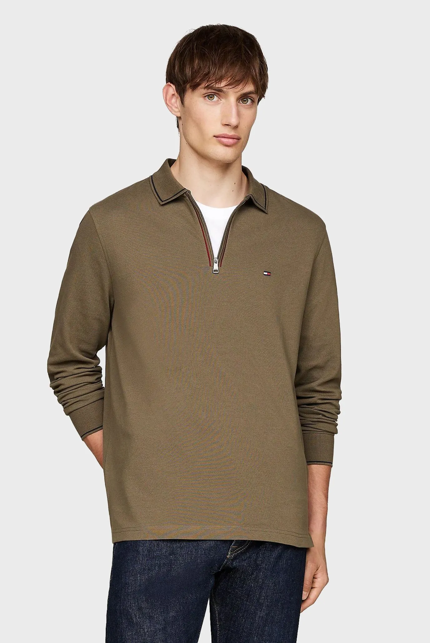 Поло с длинным рукавом LS ZIP RWB DETAIL REG POLO 1