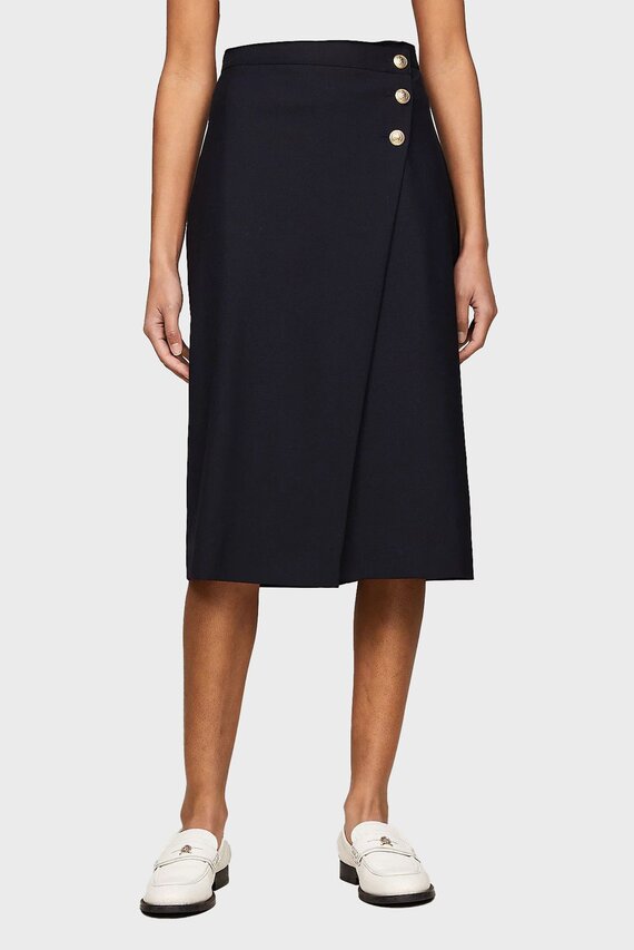 Юбка GOLD BUTTON MIDI SKIRT Tommy Hilfiger Юбка GOLD BUTTON MIDI SKIRT Tommy Hilfiger