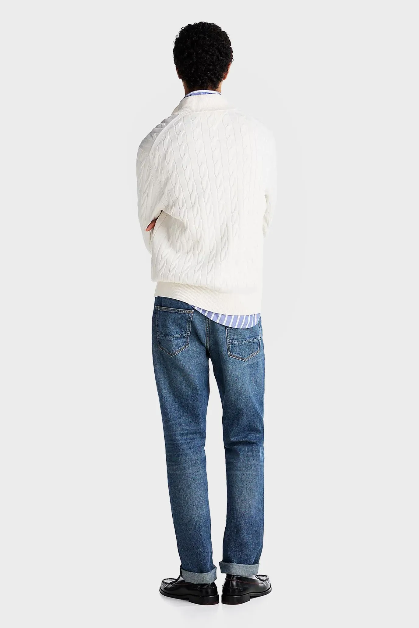 Sviter/CLASSIC COTTON CABLE ZIP MOCK 3