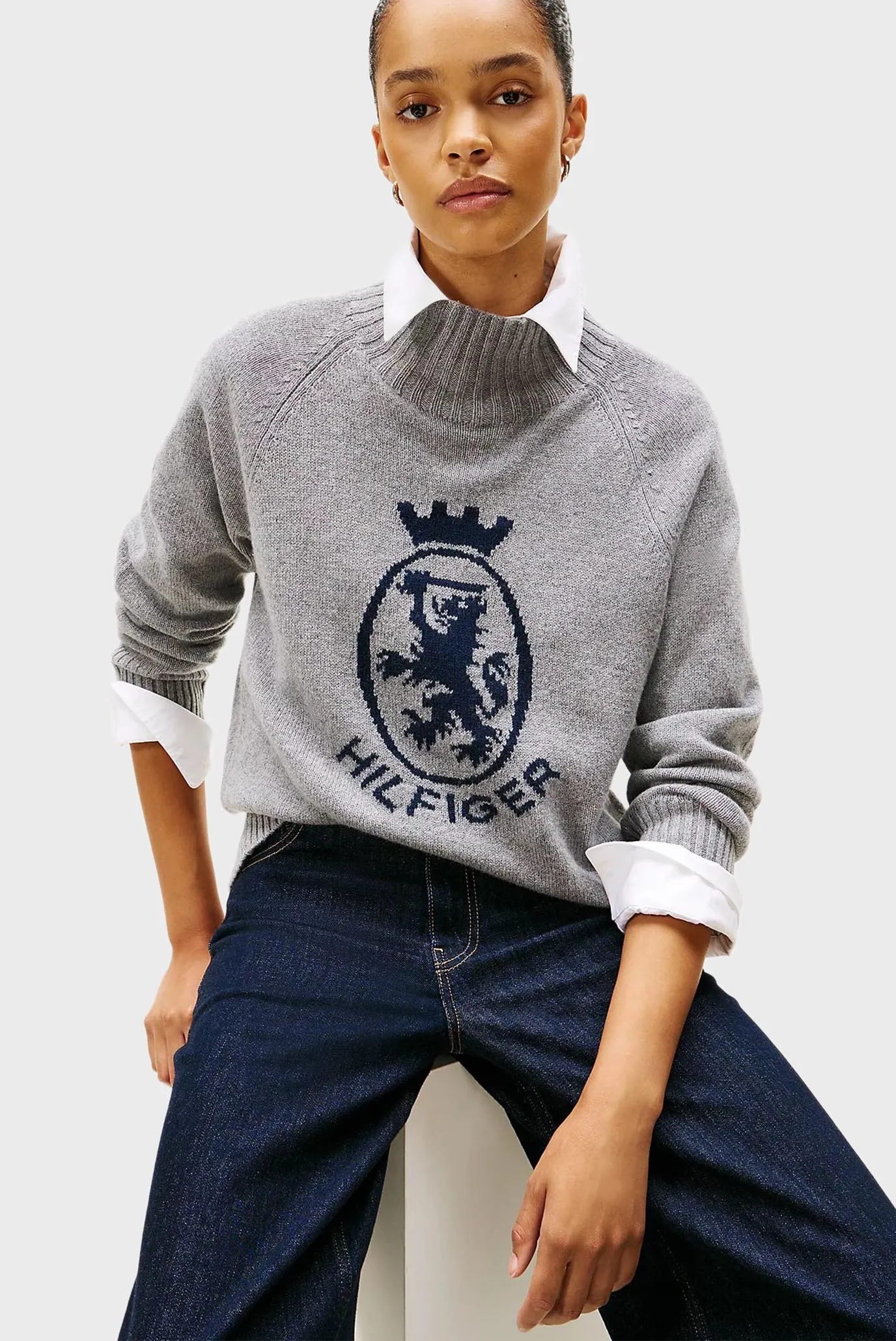 Sviter WOOL BLEND GRAPHIC MOCK-NK SWT 4