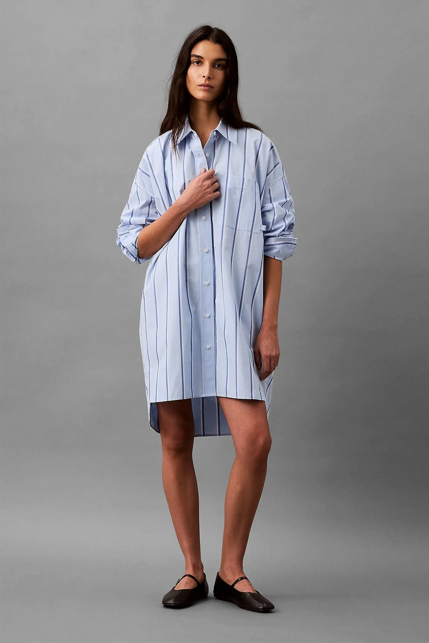 Koʻylak A- HL HEM SHIRTDRESS (Y D STRIPE 3