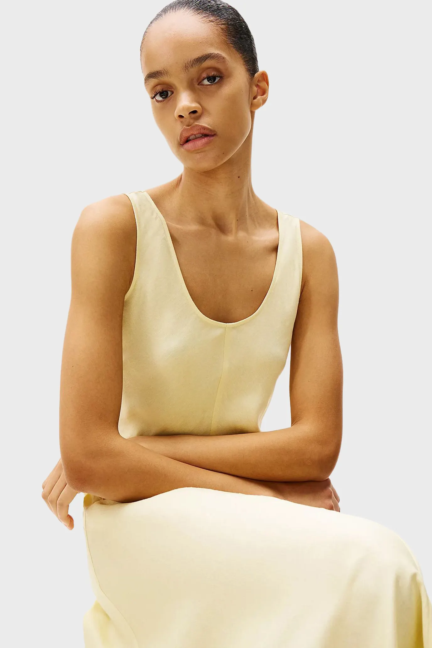 Koʻylak TEXTURED LINEN TANK MAXI DRESS 2