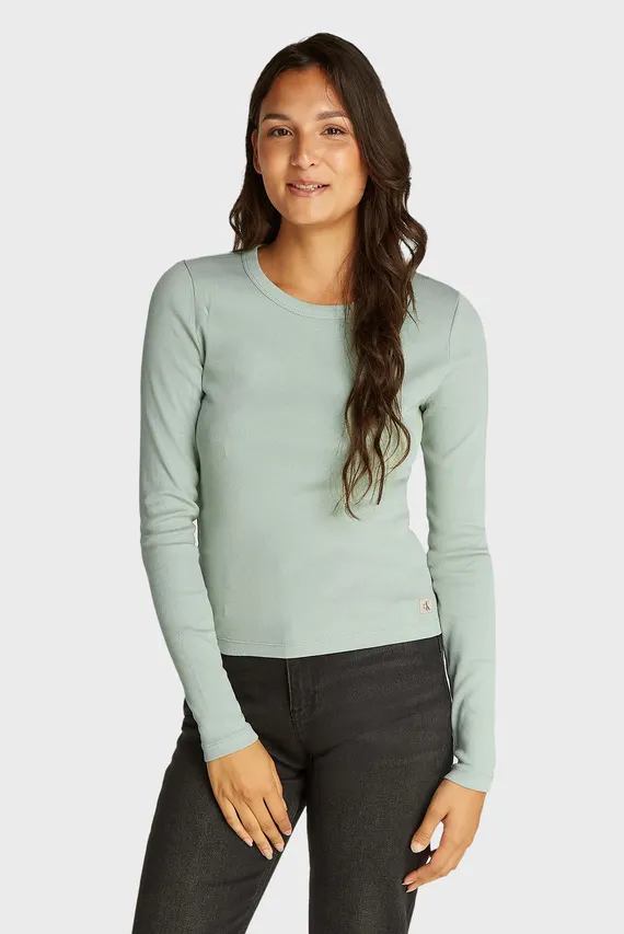 Лонгслив WASHED LABEL RIB LONG SLEEVE Calvin Klein Jeans