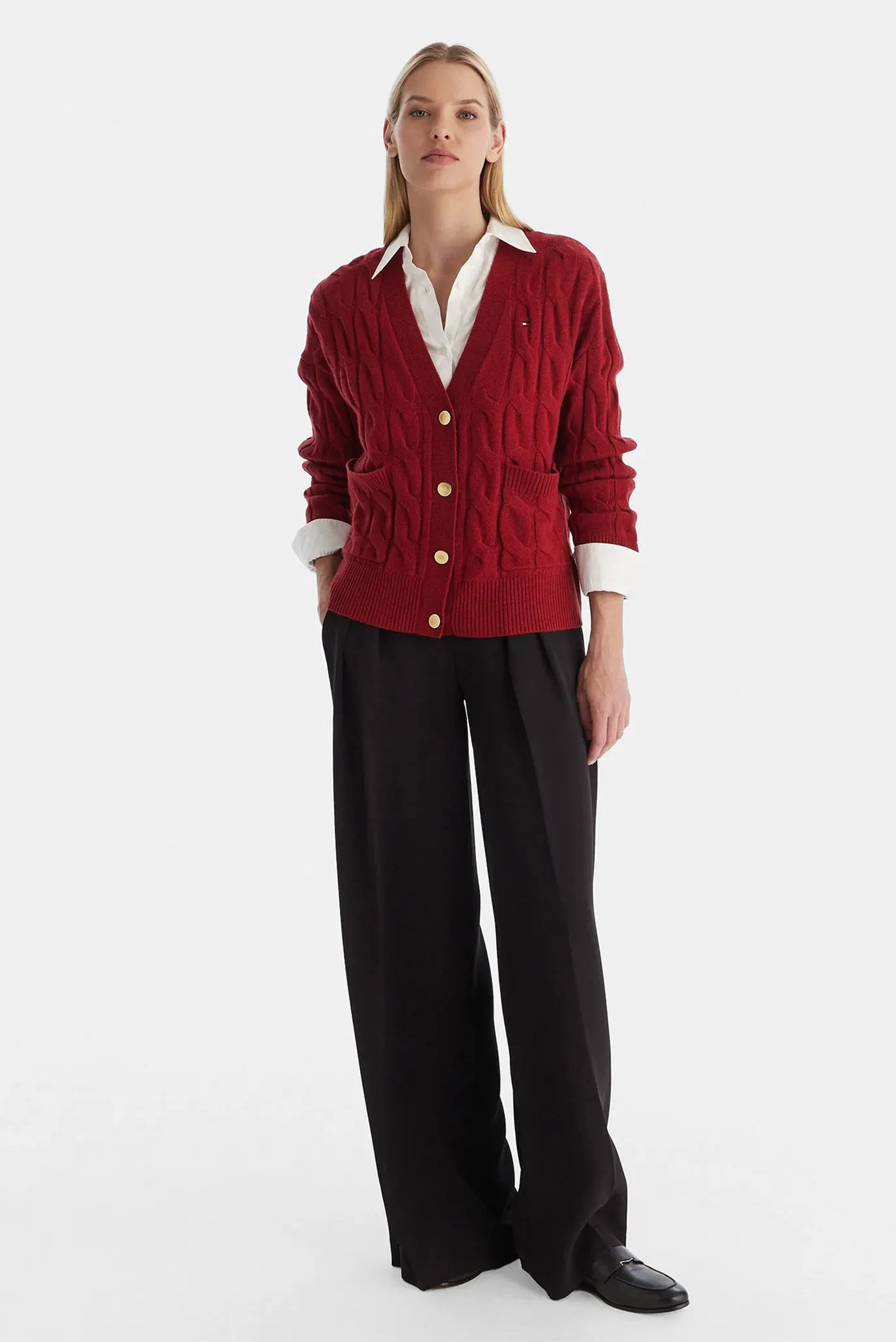 KardiganSOFT WOOL CABLE V-NK LS CARDI 2