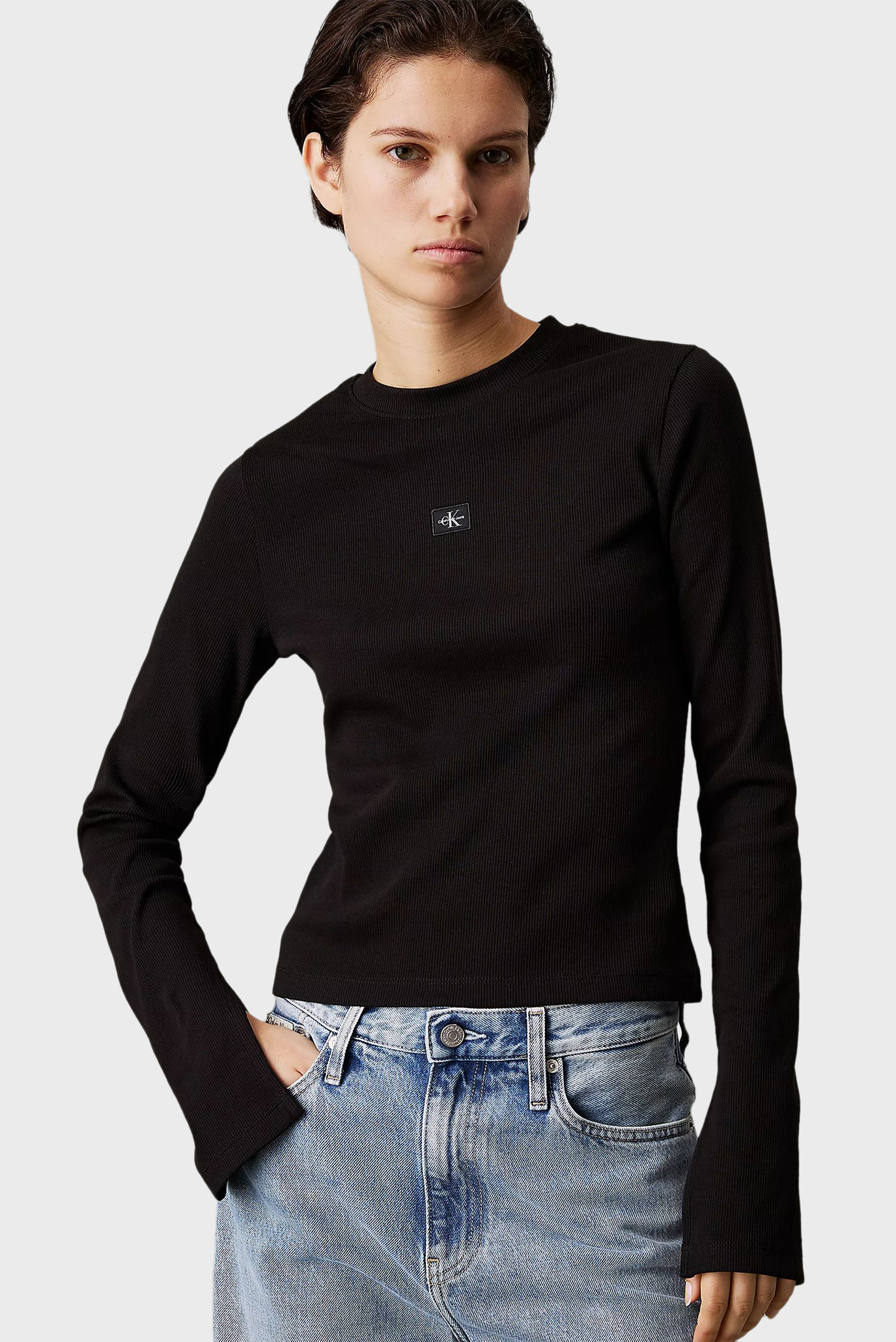 Uzun yengli futbolka WOVEN LABEL RIB LS TOP 1