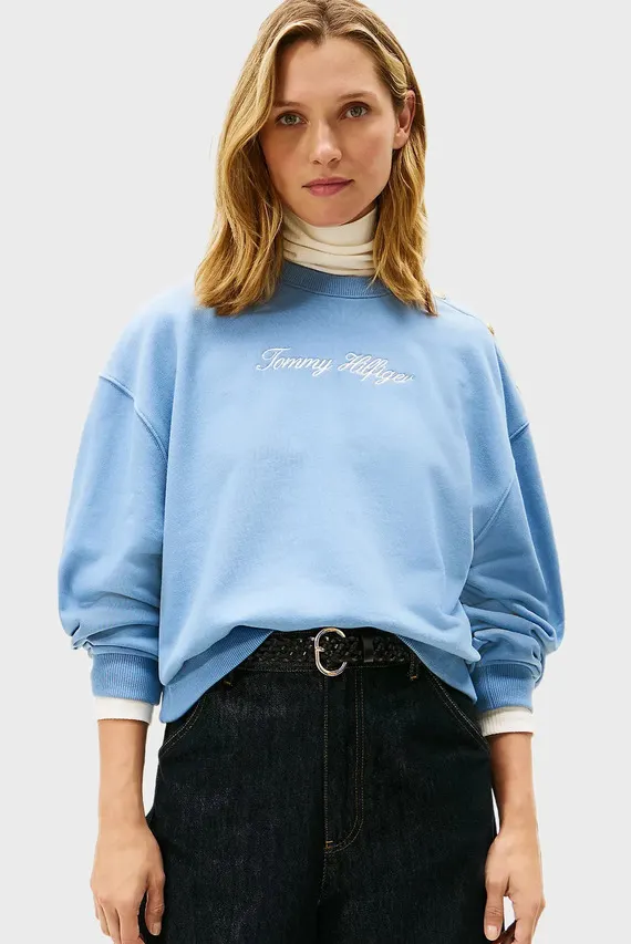 Svitshot GOLD BTN SCRIPT TERRY SWTSRT Tommy Hilfiger