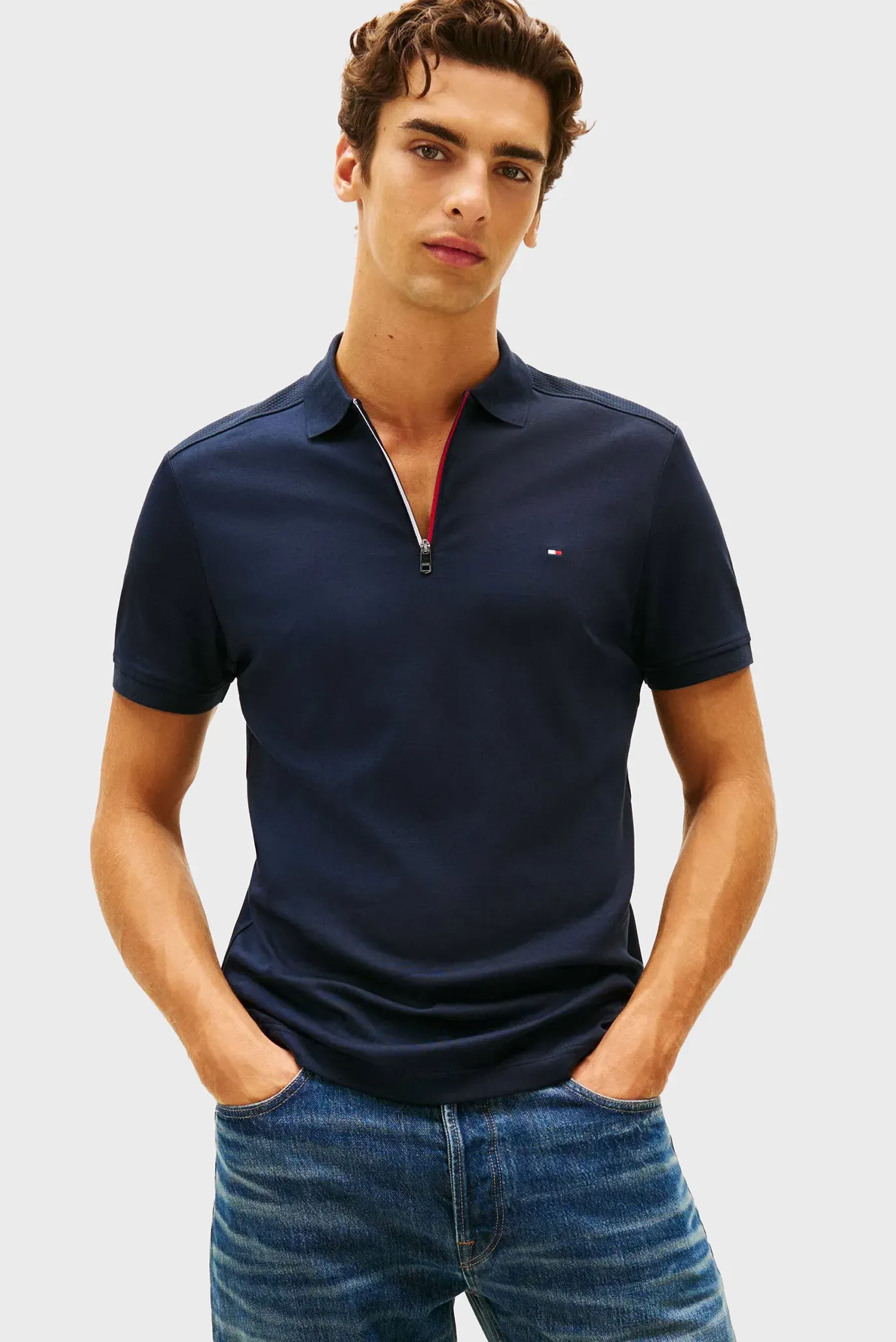 Поло/LIQUID COTTON RWB ZIP REG POLO 1