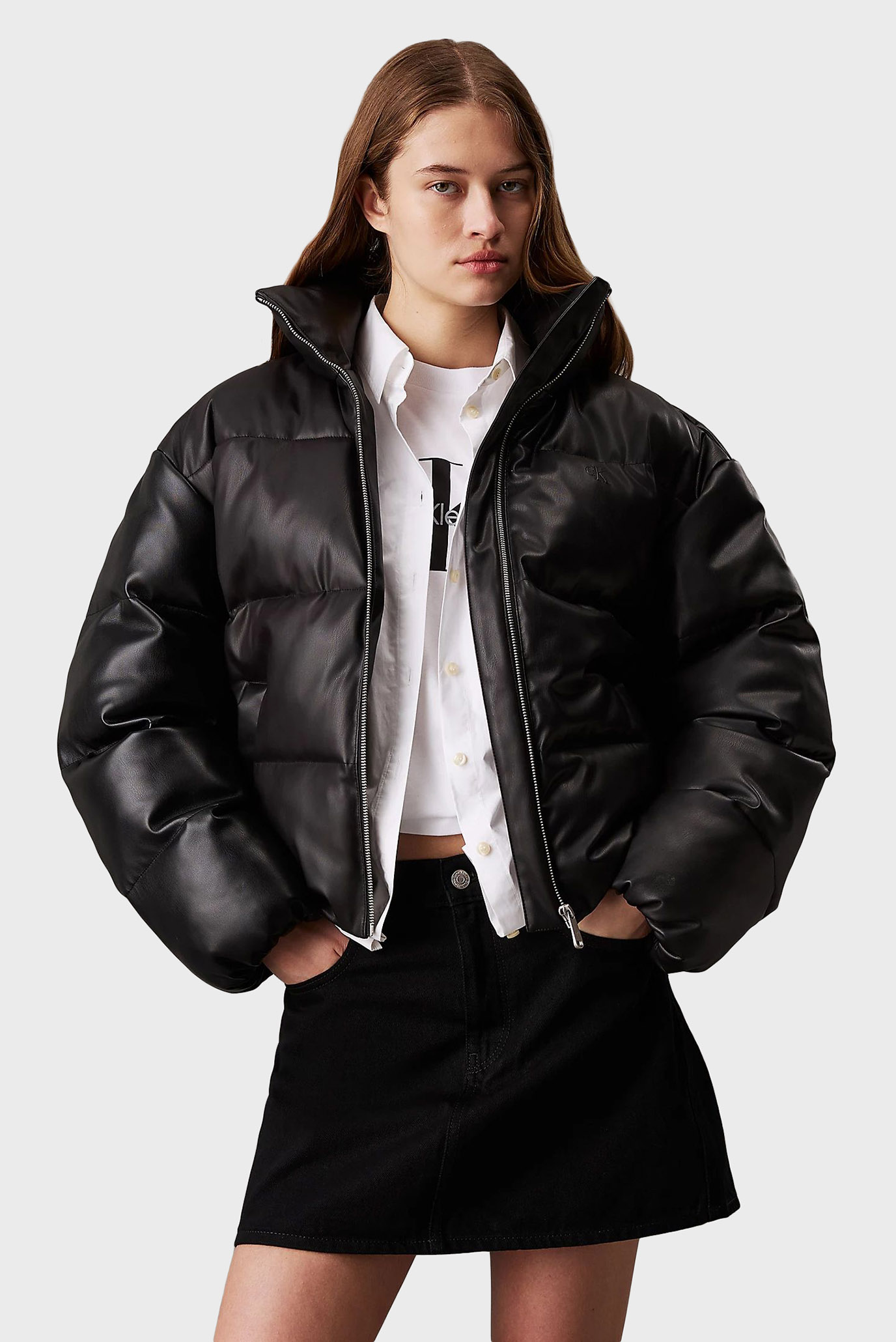 Qishki kurtka FAUX LEATHER SHORT PUFFERCalvin Klein Jeans Qishki kurtka FAUX LEATHER SHORT PUFFER 1