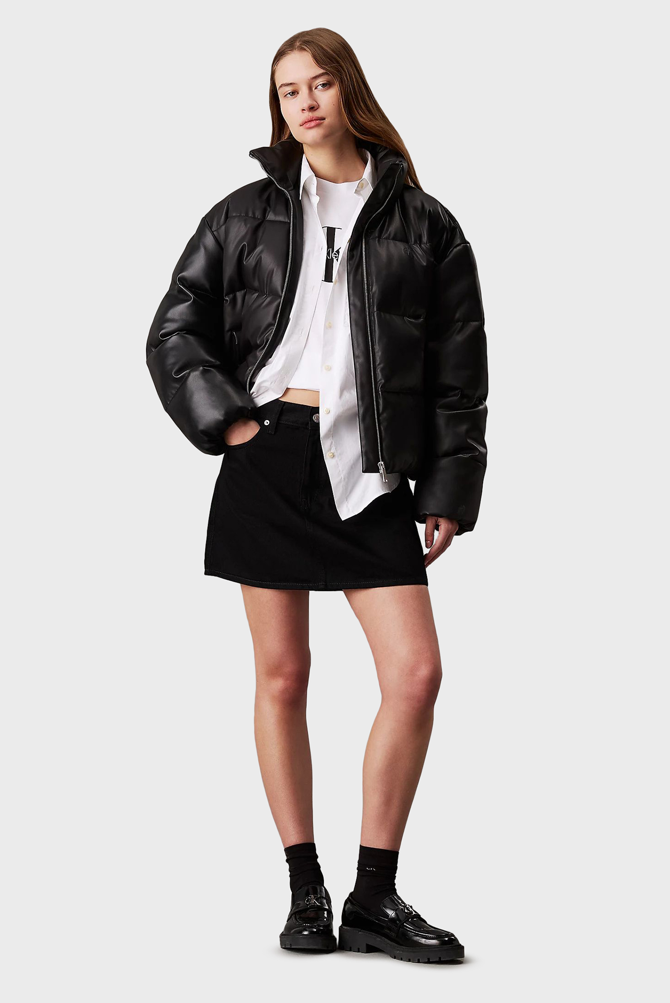 Qishki kurtka FAUX LEATHER SHORT PUFFERCalvin Klein Jeans Qishki kurtka FAUX LEATHER SHORT PUFFER 2