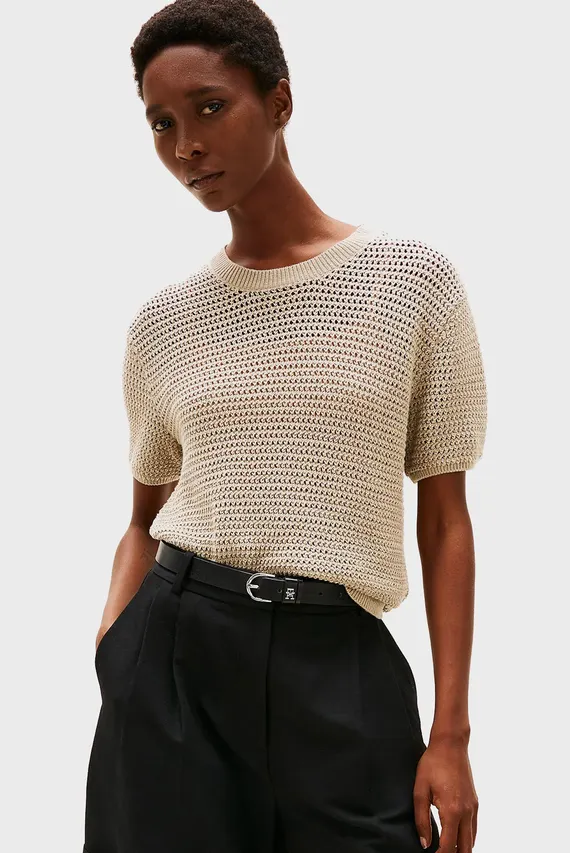 Sviter POINTELLE CROCHET SS C-NK SWT Tommy Hilfiger