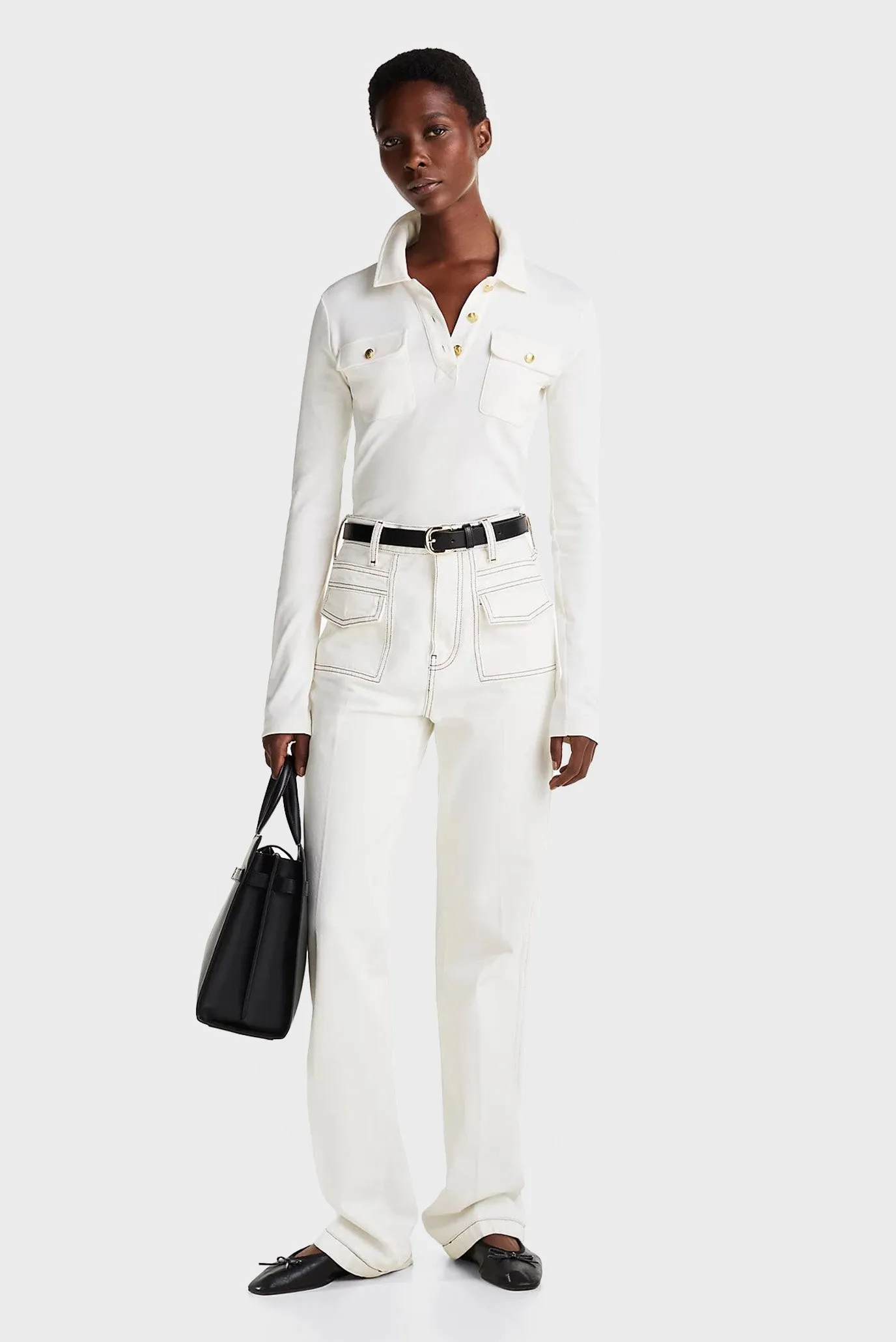 Поло с длинным рукавом SLIM GOLD BTN POLO LS 2