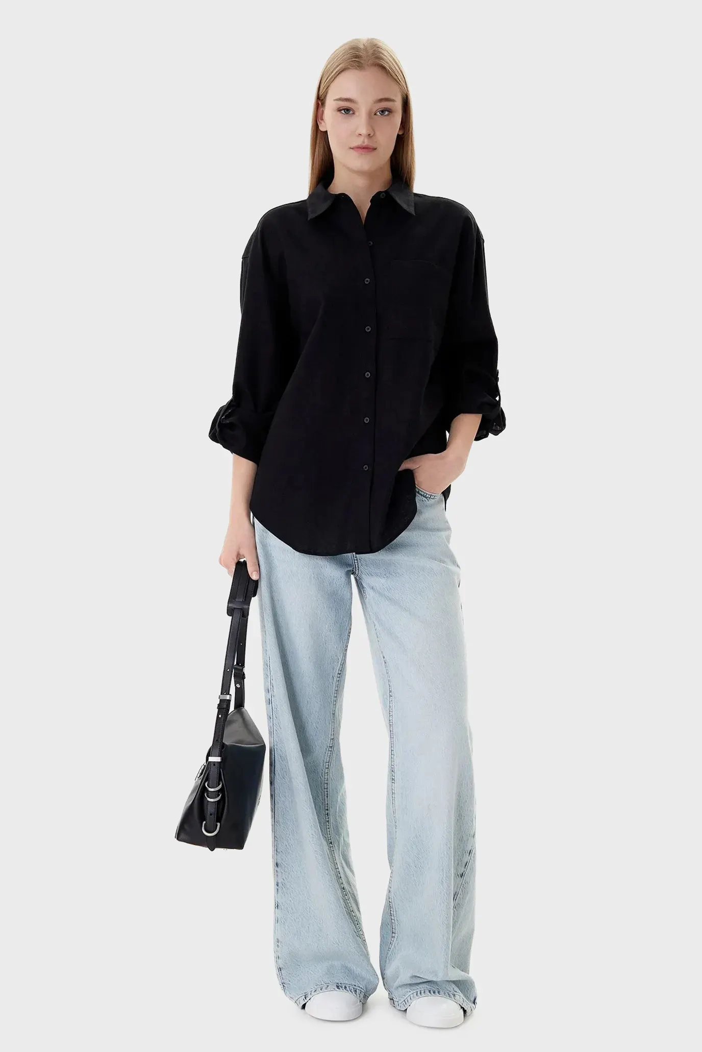 Ko'ylak/Cotton Linen Roll Tab Shirt 2