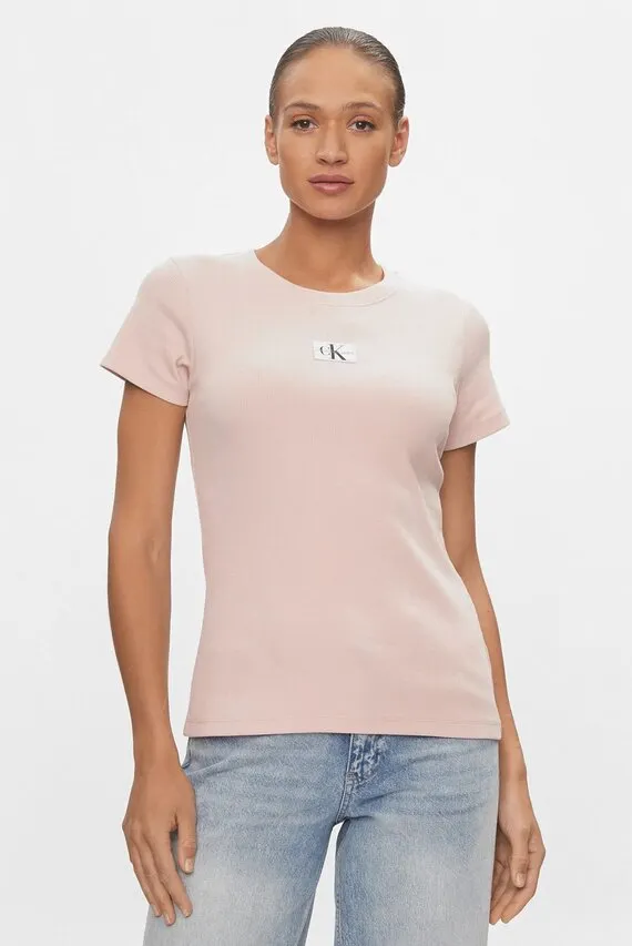 Futbolka WOVEN LABEL RIB SLIM TEE Calvin Klein Jeans