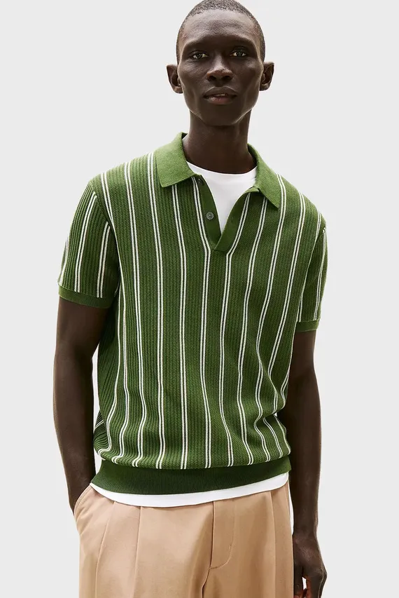 Sviter KNITTED VERTICAL STRIPE SS POLO Tommy Hilfiger