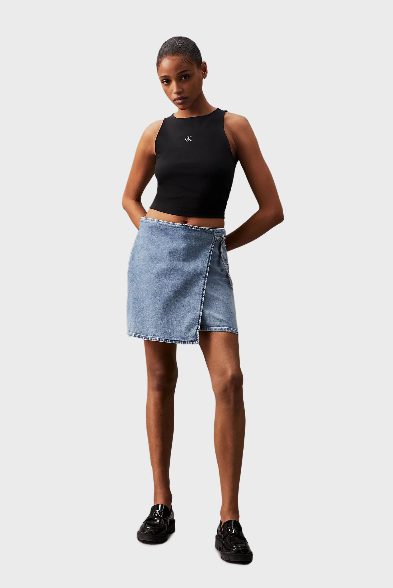 Yubka BUCKLE WRAP A-LINE DENIM SKIRT 1