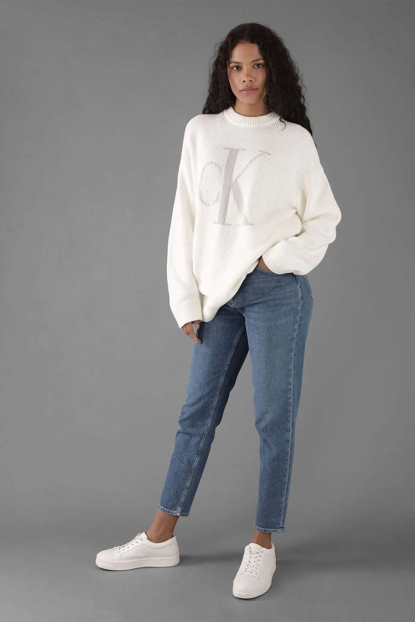 Sviter CK INTARSIA HIGH NECK SWEATER 2