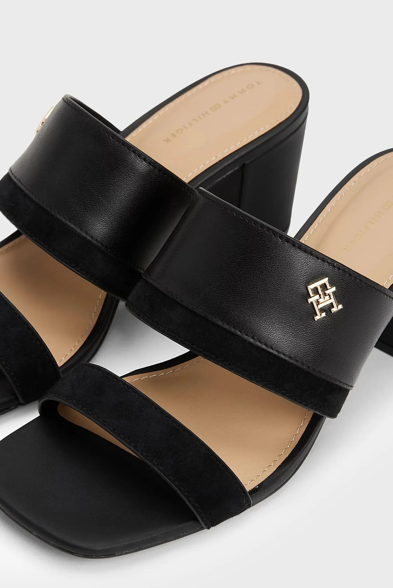 Босоножки LEATHER & SUEDE BLOCK HEEL MULE 2