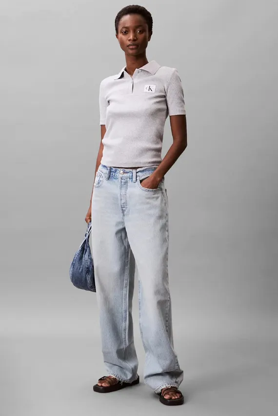 Polo A - WOVEN LABEL 2X2 RIB POLO Calvin Klein Jeans