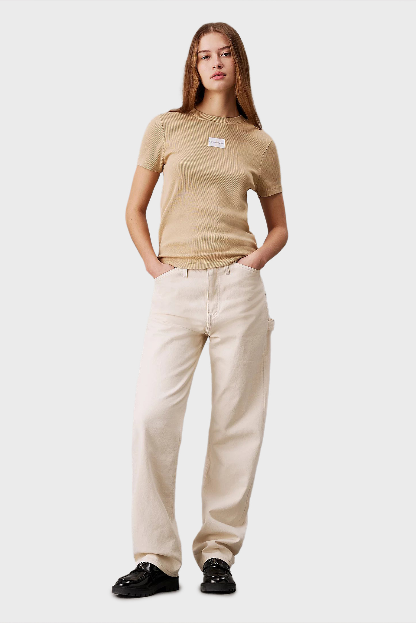 Futbolka WASHED WOVEN LABEL RIB BABY TEECalvin Klein Jeans Futbolka WASHED WOVEN LABEL RIB BABY TEE 2