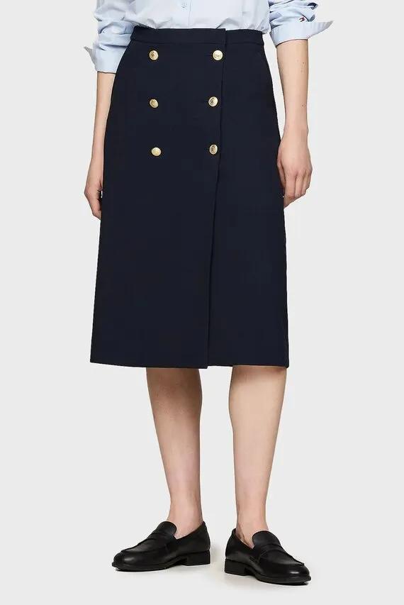 Юбка GOLD BUTTON TWILL MIDI SKIRT Tommy Hilfiger