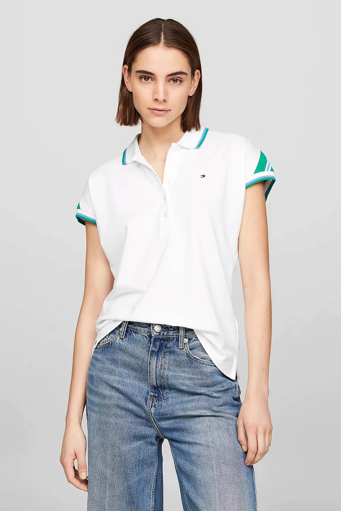 Polo REG STRIPE SLV POLO CAP SLEEVE 1