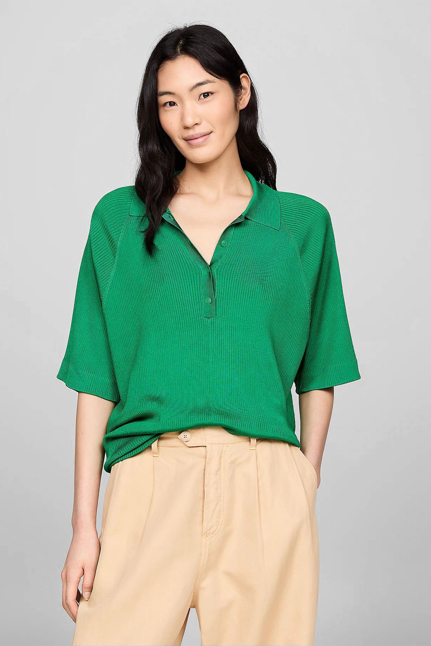 Поло RIB OVERSIZED POLO SWEATER 1