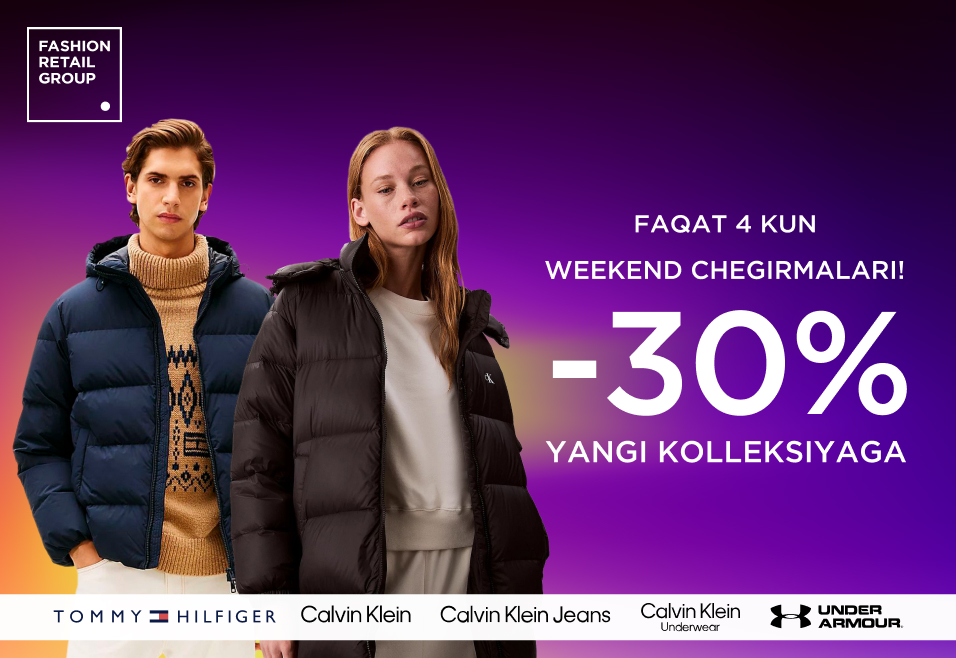 Weekend chegirmalari barcha tovarlarga -30%!