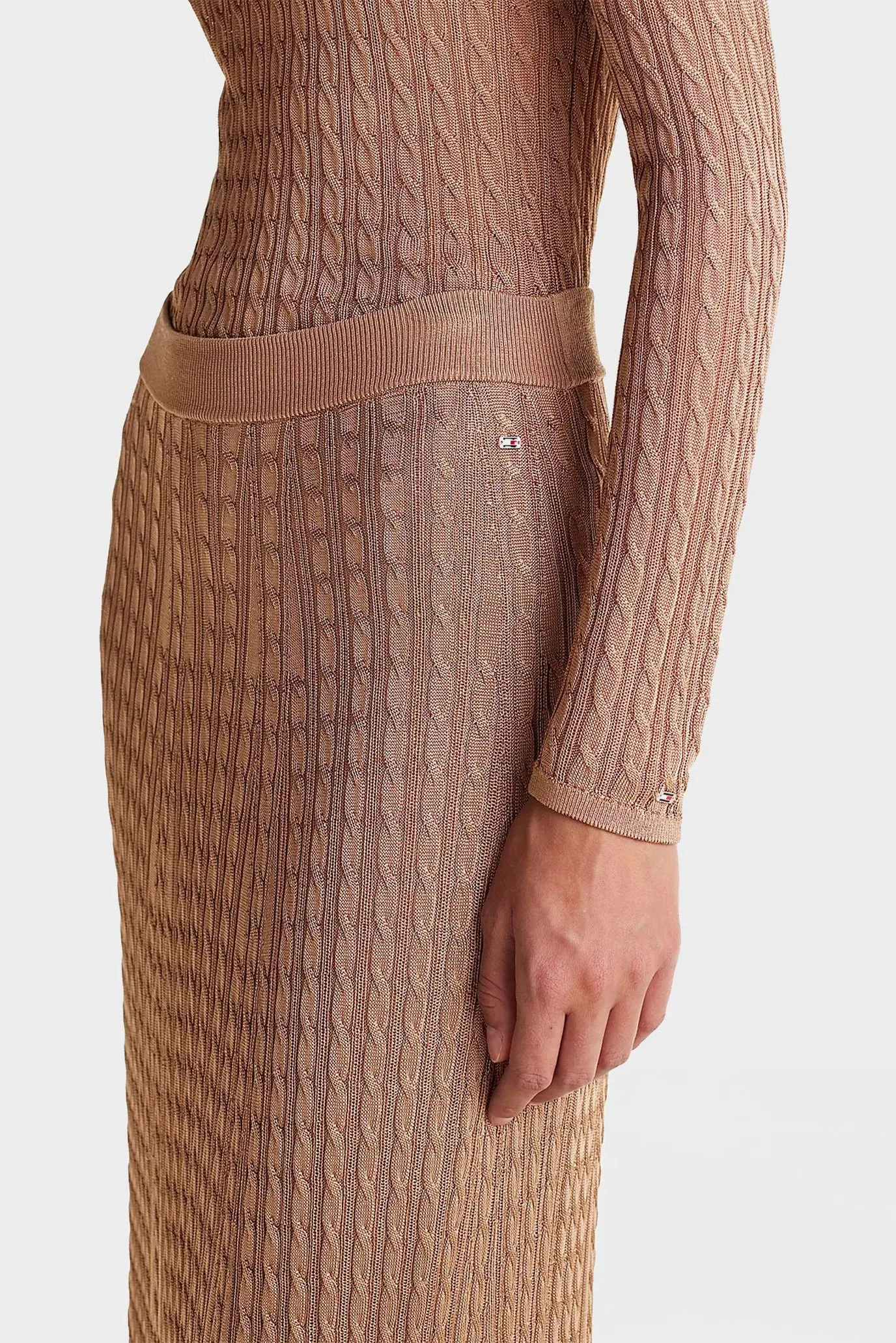 Yubka RAYON CABLE MIDI FLARED SKIRT 4