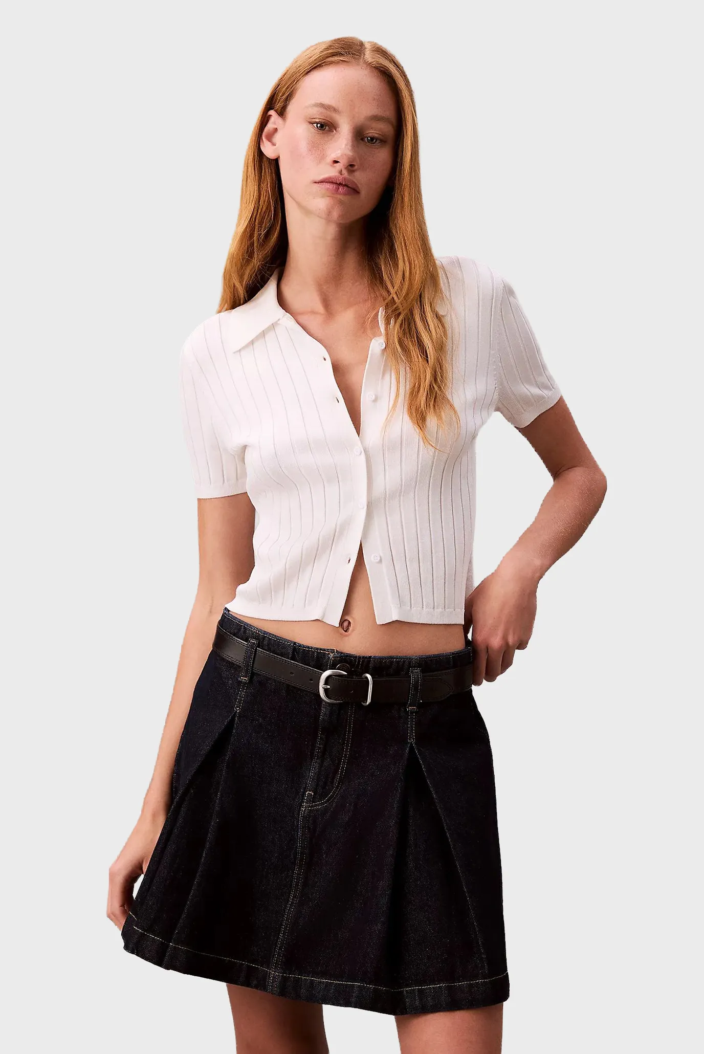 Yubka PLEATED DENIM SKIRT CK CLASSIC R 2