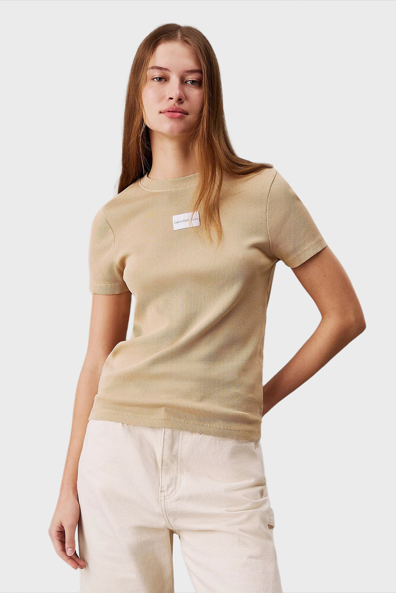 Futbolka WASHED WOVEN LABEL RIB BABY TEECalvin Klein Jeans Futbolka WASHED WOVEN LABEL RIB BABY TEE 1