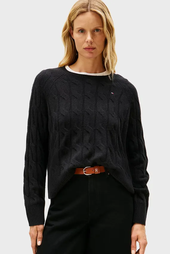 Sviter SOFT WOOL CABLE RLX C-NK SWT Tommy Hilfiger