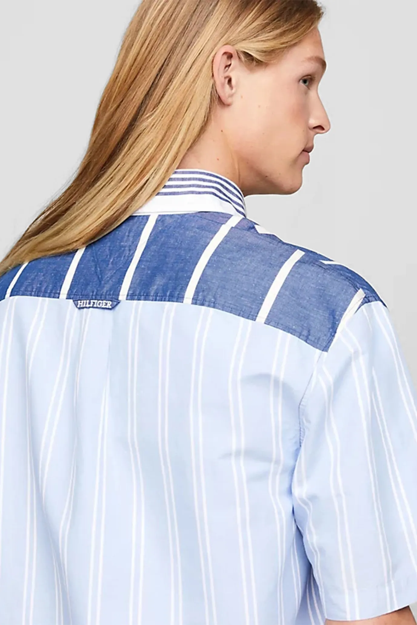 Yengi kalta ko'ylak LINEN BLOCKING STRIPE SHIRT S S 3