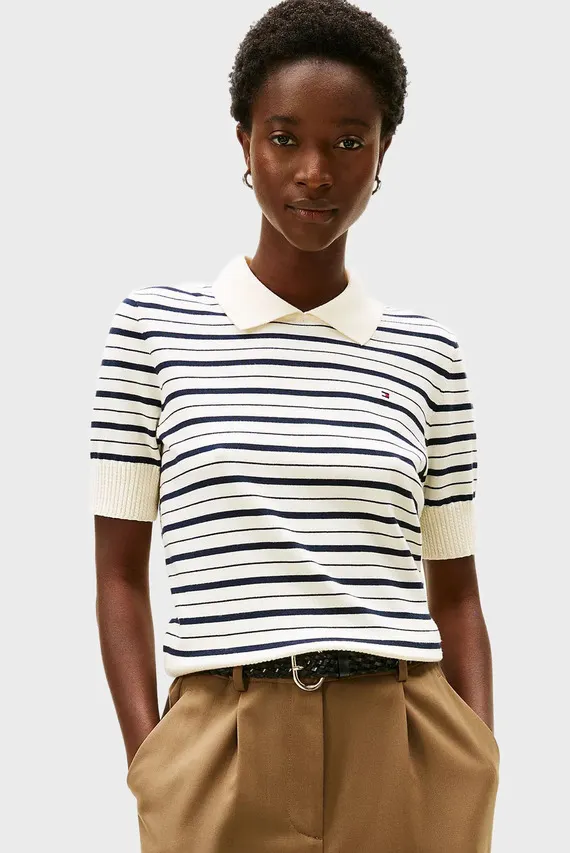 Свитер CO JERSEY FINE GG POLO S S SWT Tommy Hilfiger