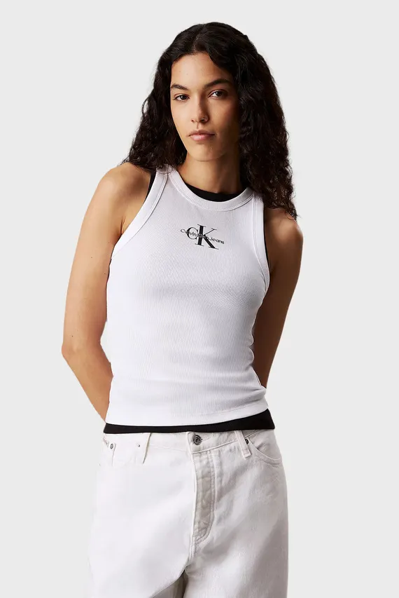 Mayka MONOLOGO RIB TANK TOP Calvin Klein Jeans