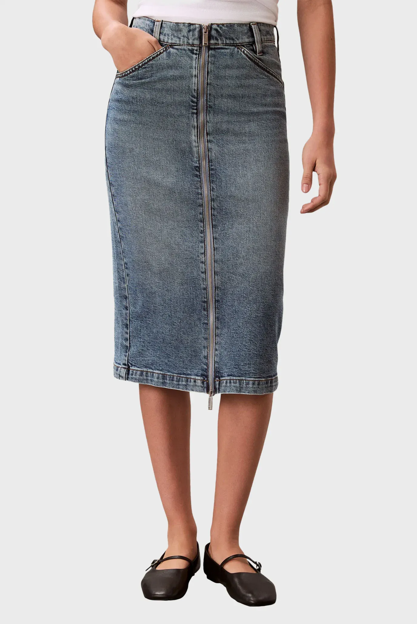 Yubka/DENIM ZIP FRONT SKIRT VINTAGE RO 1