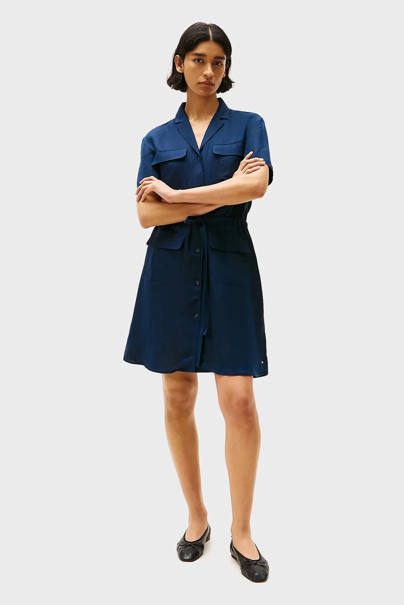 Платье TEXTURED LINEN S S SHORT DRESS 1