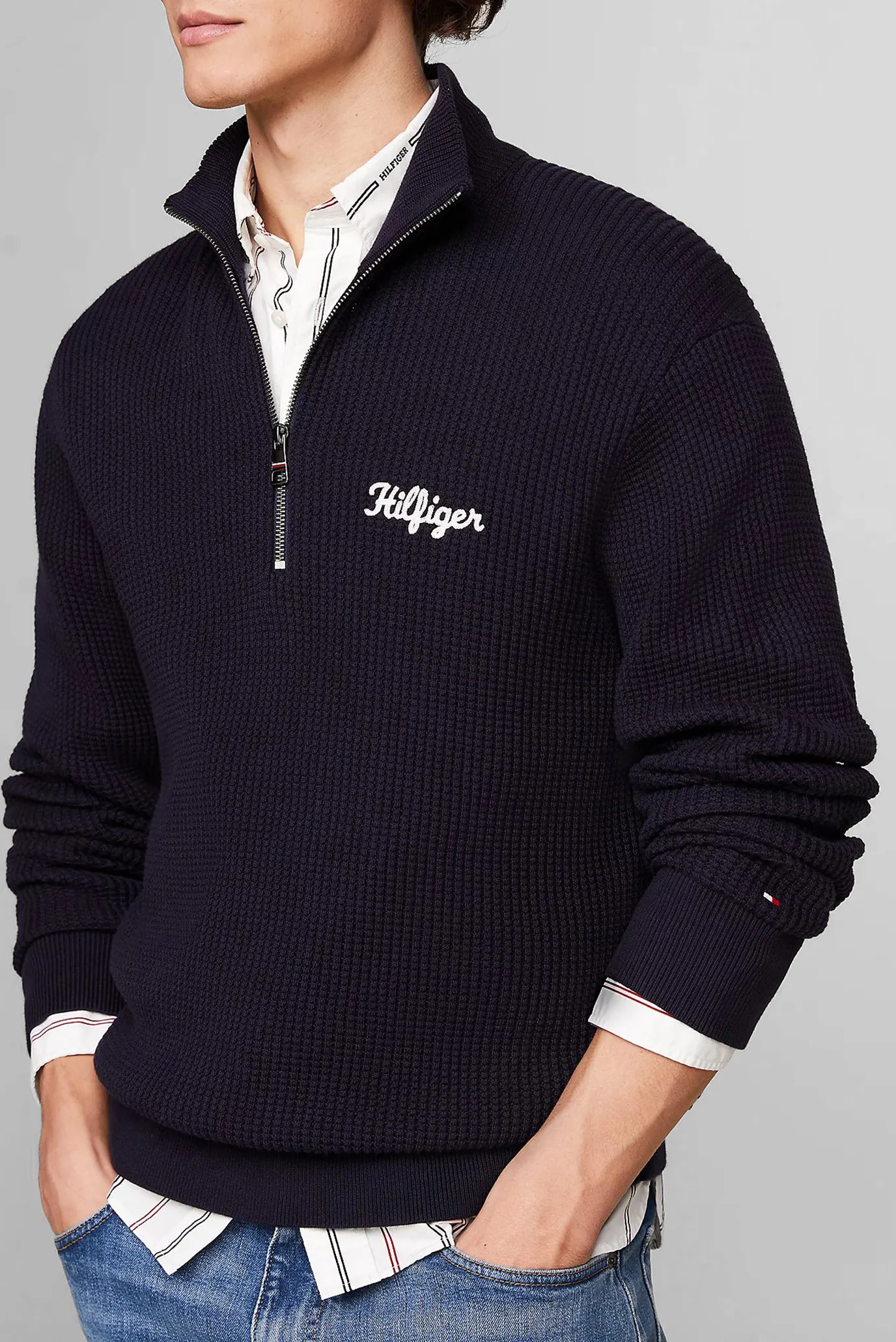Sviter HILFIGER GRAPHIC WAFFLE ZIP MOCK 4