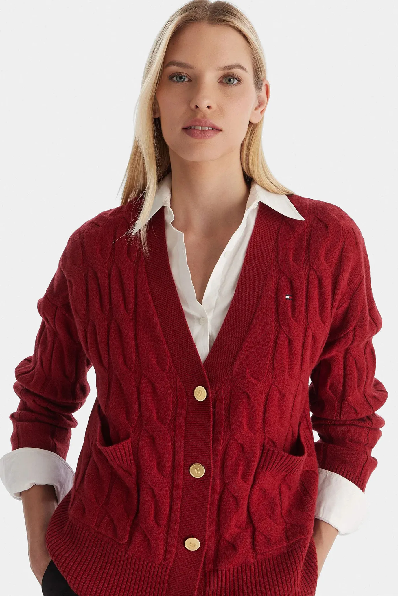 KardiganSOFT WOOL CABLE V-NK LS CARDI 4