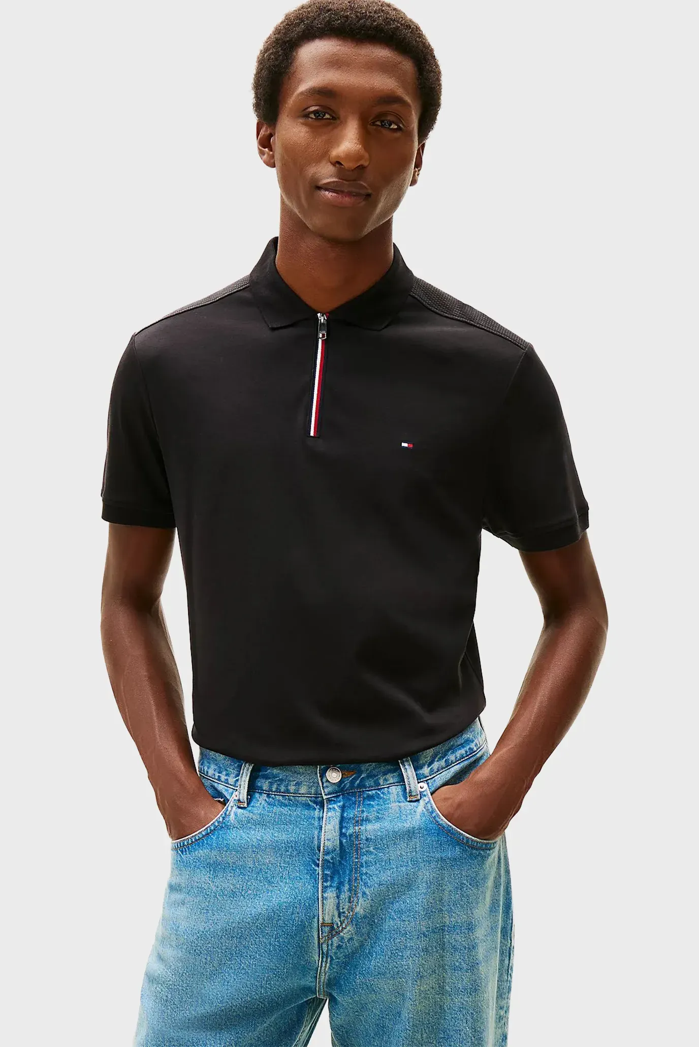 Polo/LIQUID COTTON RWB ZIP REG POLO 1